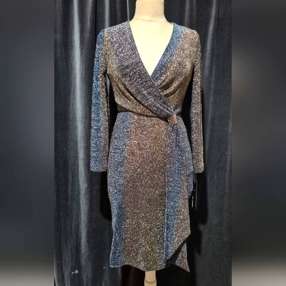 Maggy London Elegant Multicolor Wrap Dress - Picture 1 of 9